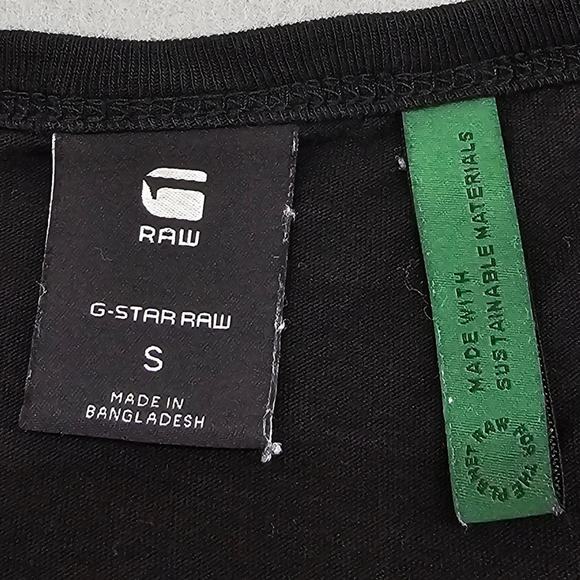 G Star Raw Shirt Womens Size Small Black Gold Short Sleeve Graphic Logo Tshirt - Picture 6 of 11
